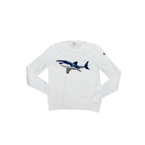 Moncler Shark Intarsia Knit Sweater Mens Large White Good Luxury Crewneck
